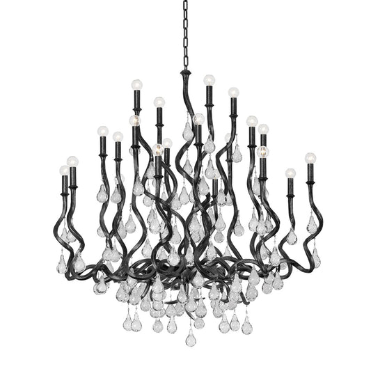 Aveline Chandelier - Black Silver Leaf