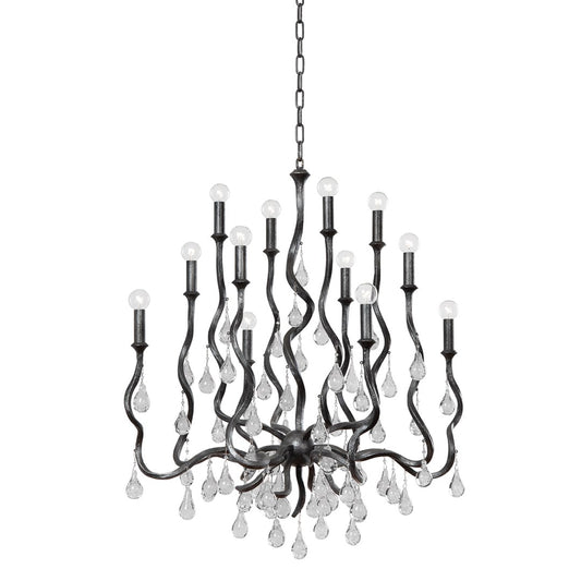 Aveline Chandelier - Black Silver Leaf