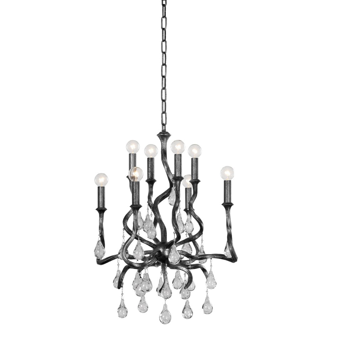 Aveline Chandelier - Black Silver Leaf