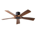 Load image into Gallery viewer, Aviator Smart Flush Mount Ceiling Fan - Matte Black Finish with Distressed Koa Blades
