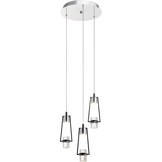 Ayse Mini Pendant Cluster - Matte Black & Chrome