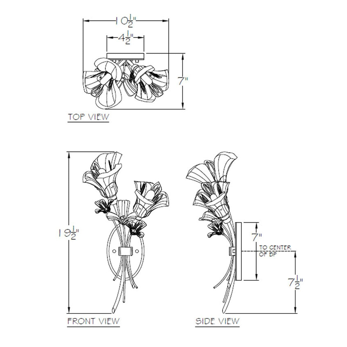 Azu Bouquet Wall Sconce - Diagram