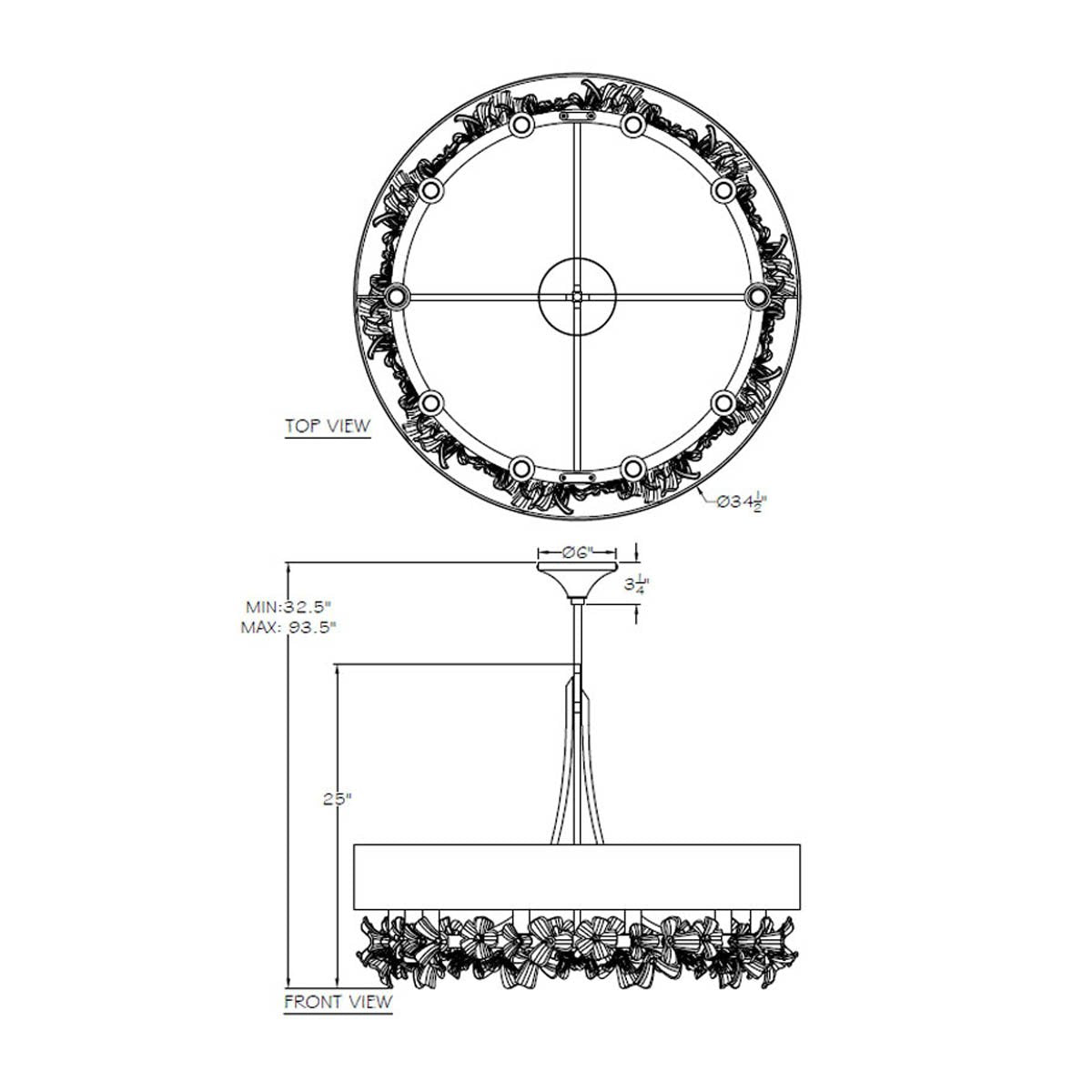 Azu Low Chandelier - Diagram