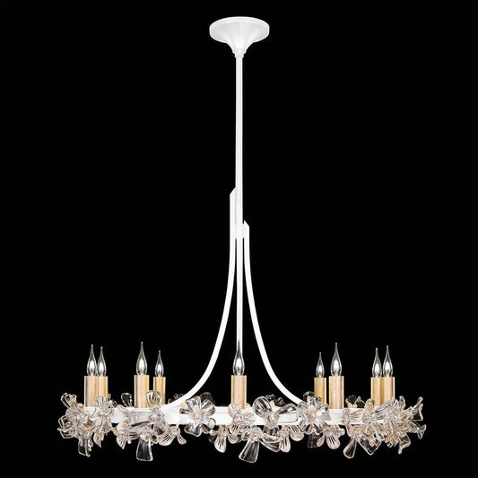 Azu Low Chandelier - White Gesso Finish