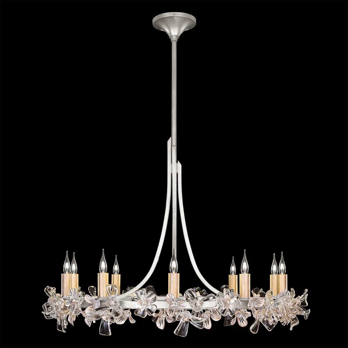 Azu Low Chandelier - Silver Leaf Finish