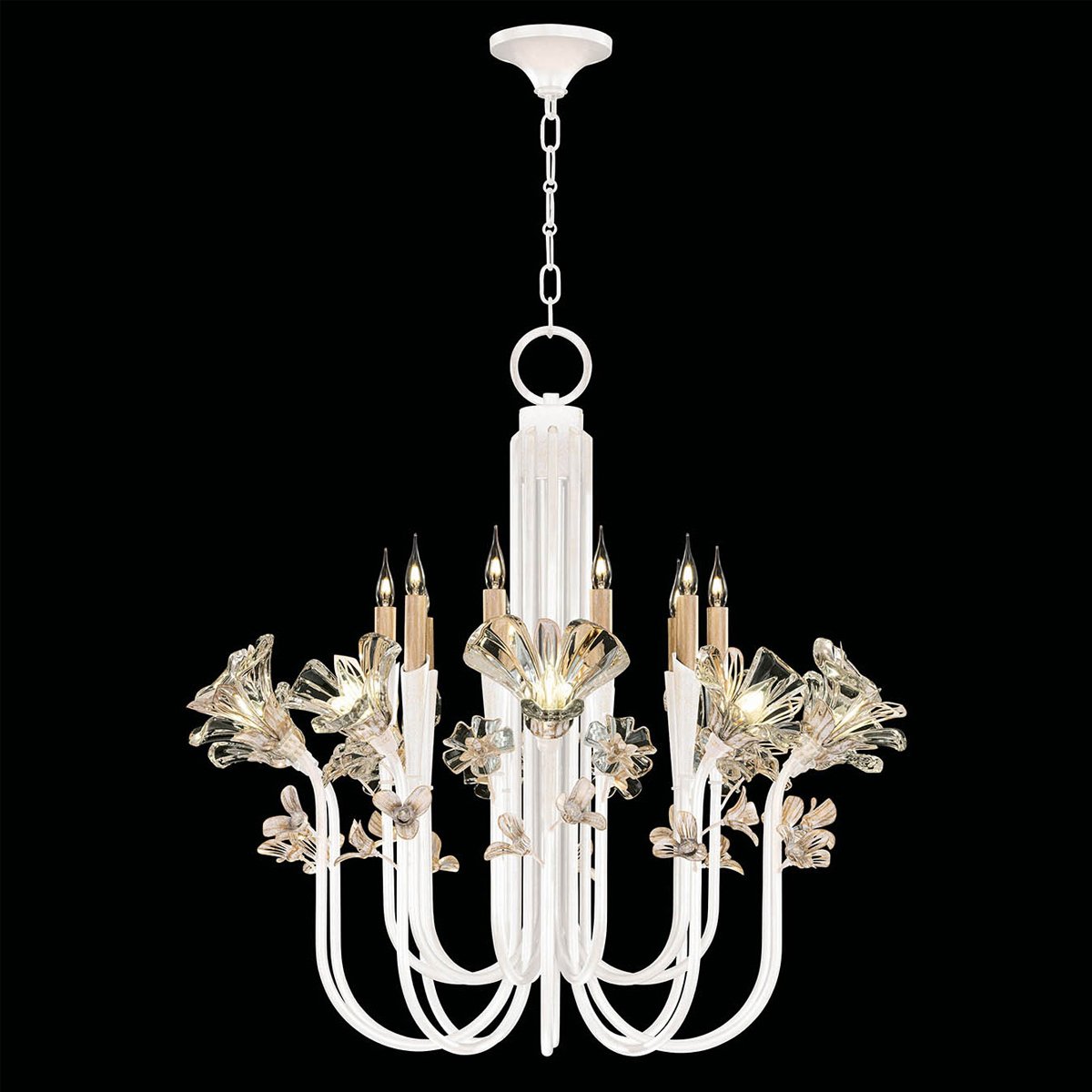 Azu Tall Chandelier - White Gesso Finish