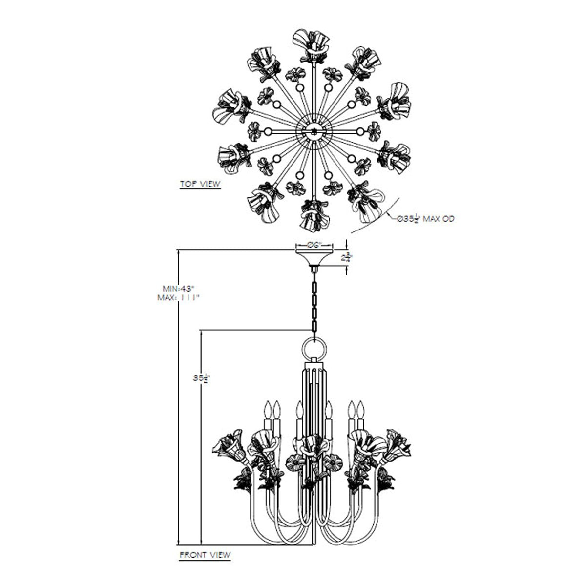 Azu Tall Chandelier - Diagram