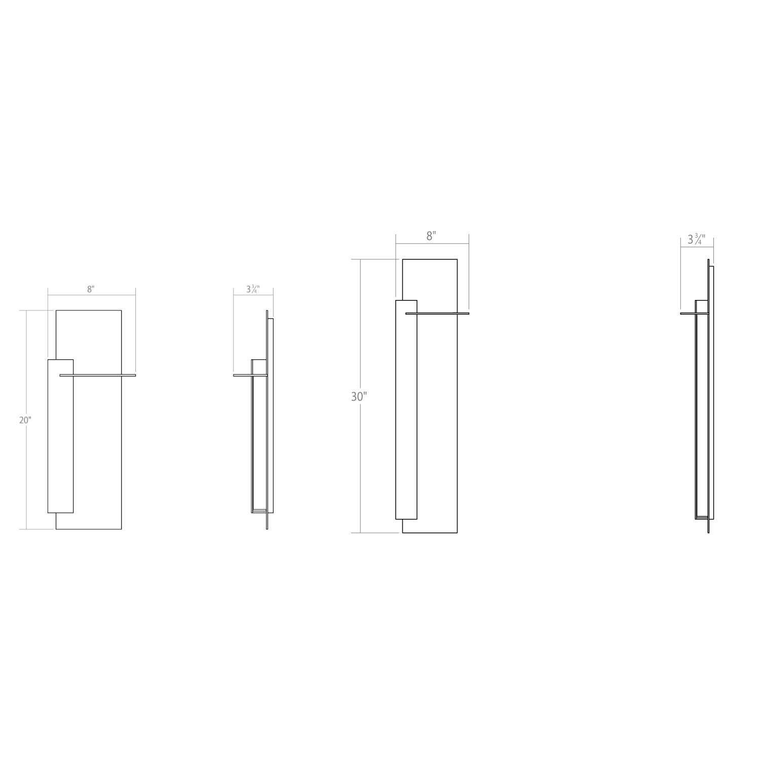 Backgate LED Outdoor Wall Light - Left Side Diagram