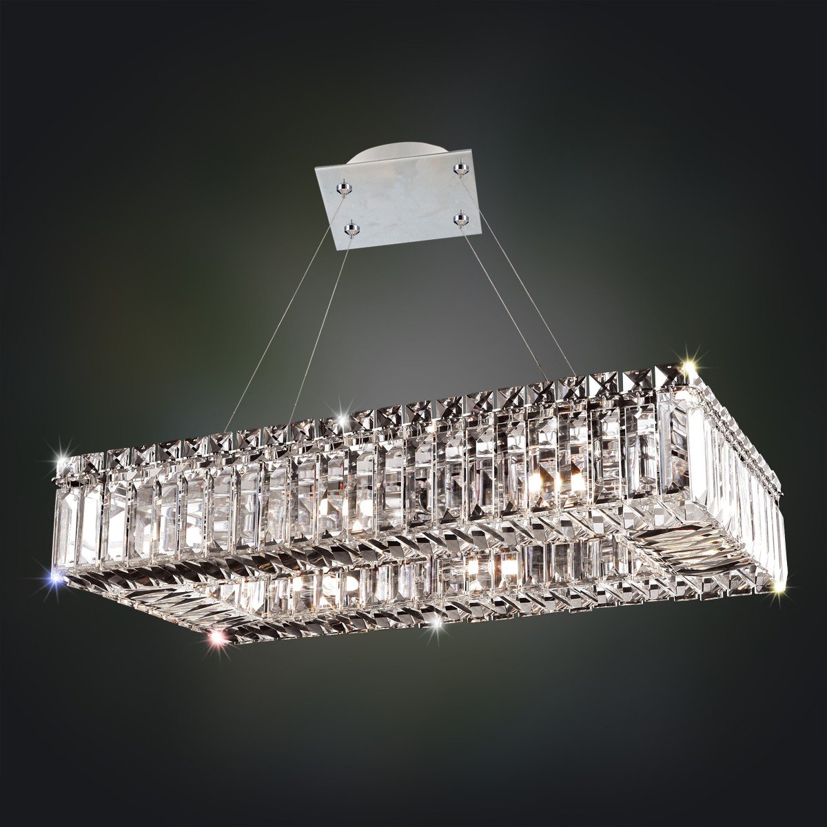 Baguette 22" Rectangular Chandelier - Chrome