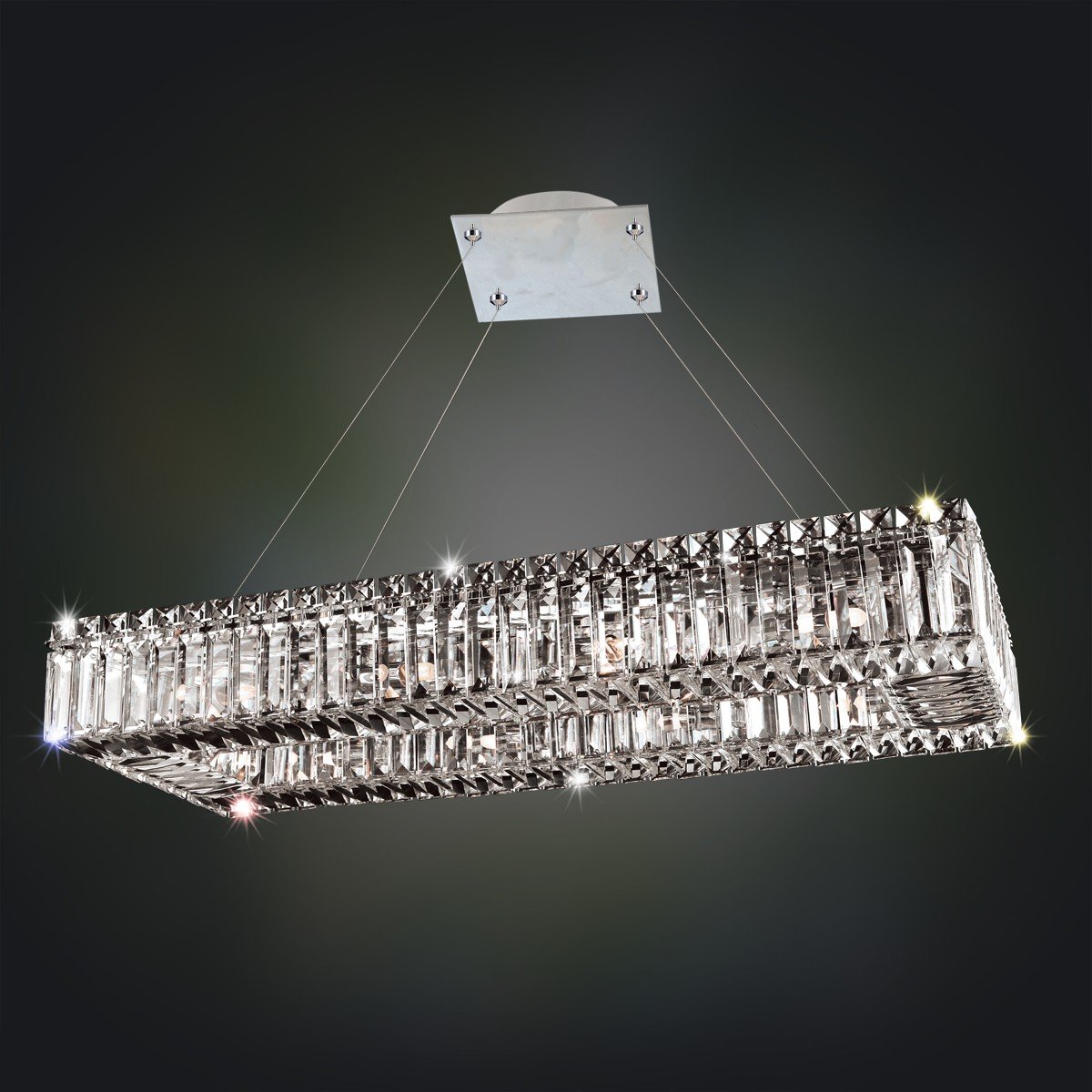 Baguette 30" Rectangular Chandelier - Chrome
