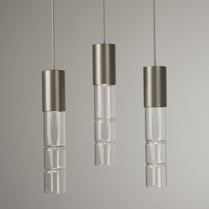 Bamboo 3-Light Linear Suspension Light - Metallic Beige Silver