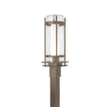 Load image into Gallery viewer, Banded Seeded Glass Outdoor Post Light - Coastal Bronze Finish
