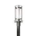 Load image into Gallery viewer, Banded Seeded Glass Outdoor Post Light - Coastal Natural Iron Finish
