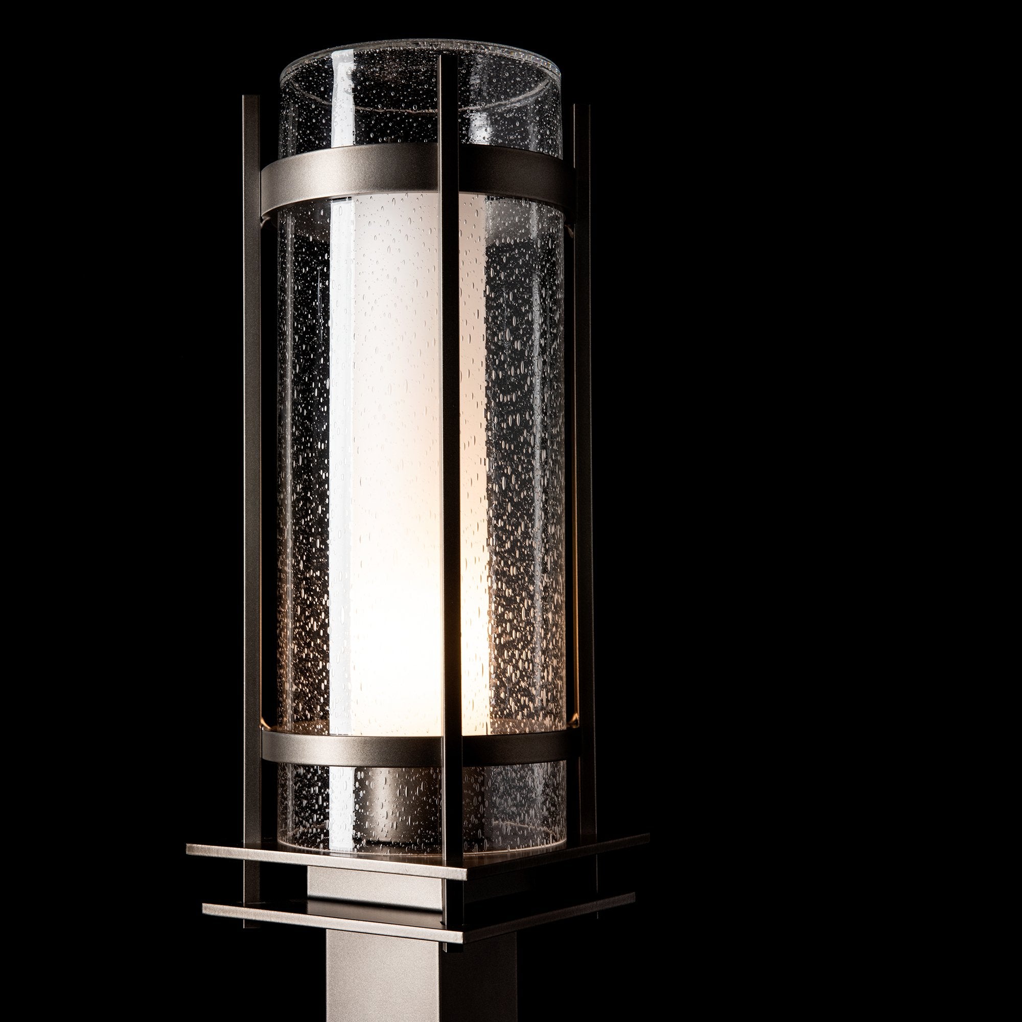 Banded Seeded Glass Outdoor Post Light - Display