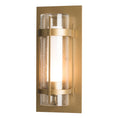 Load image into Gallery viewer, Banded Seeded Glass Outdoor Wall Sconce - Coastal Gold Finish
