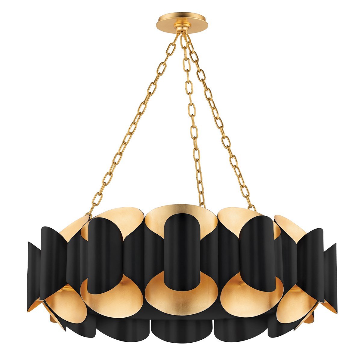 Bank Chandelier - Gold Leaf/Black Finish