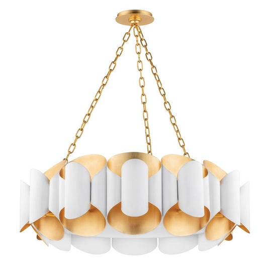 Bank Chandelier - Gold Leaf/White Finish