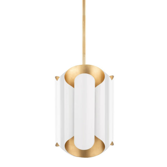 Bank Pendant - Gold Leaf/White Finish