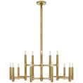 Load image into Gallery viewer, Barrett Large Knurled Chandelier - Brass Finish with No Shades

