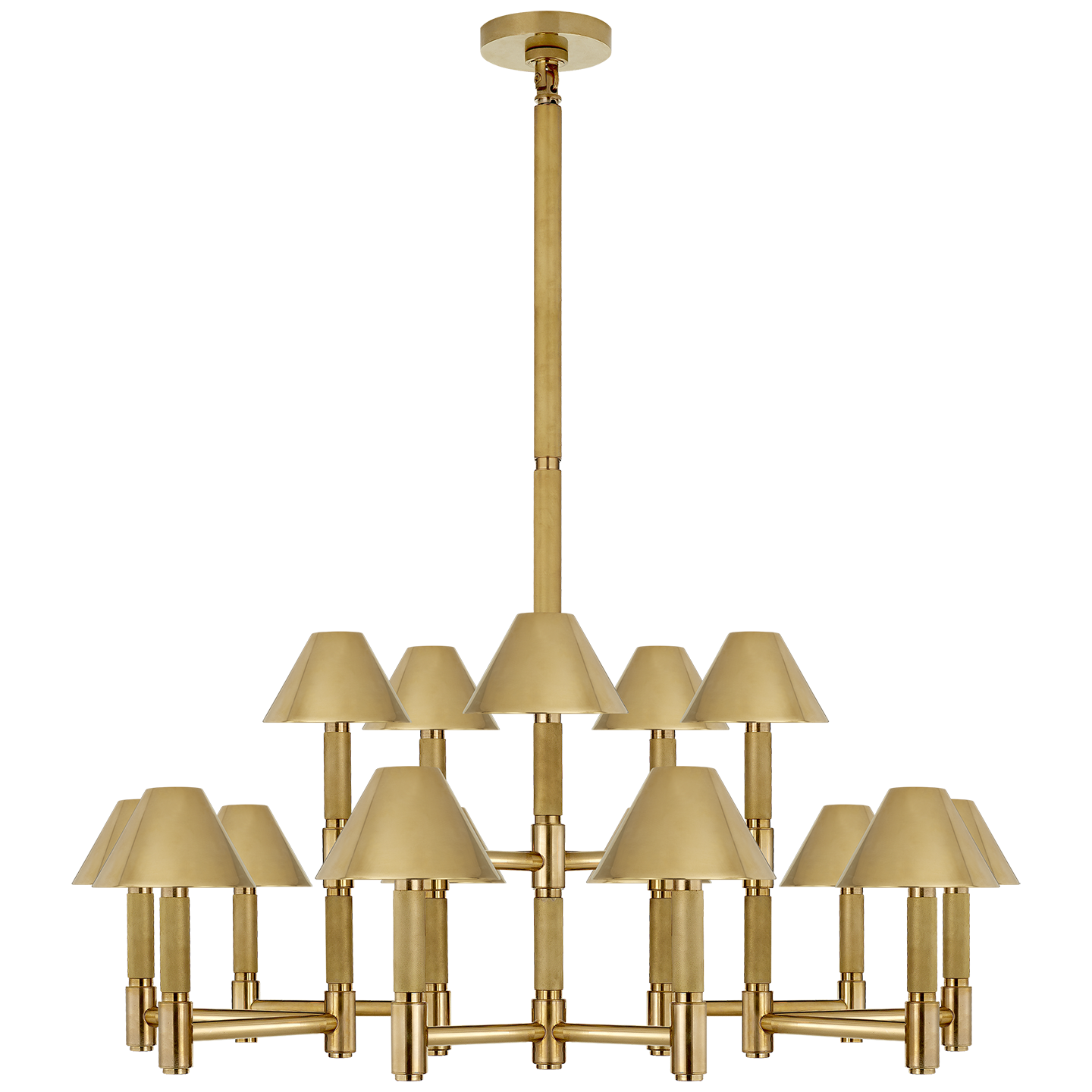 Barrett Large Knurled Chandelier - Brass Finish