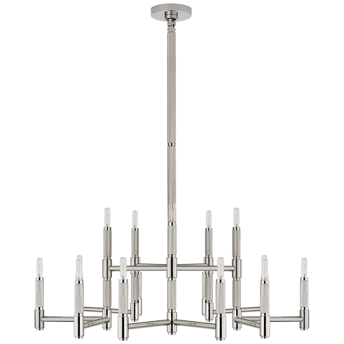 Barrett Large Knurled Chandelier - Polished Nickel Finish with No Shades