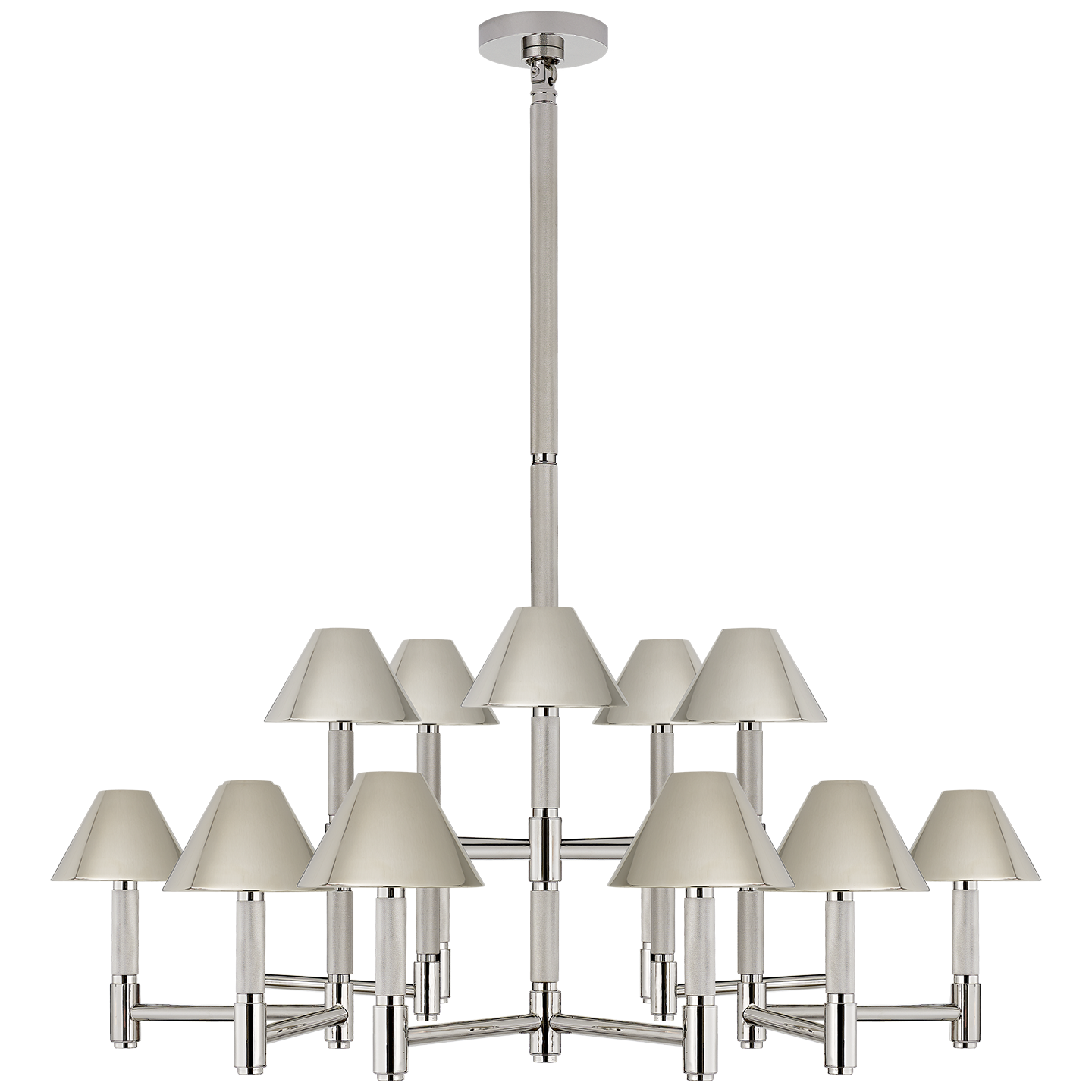 Barrett Large Knurled Chandelier - Polished Nickel Finish