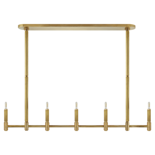 Barrett Large Knurled Linear Chandelier - Natural Brass Finish