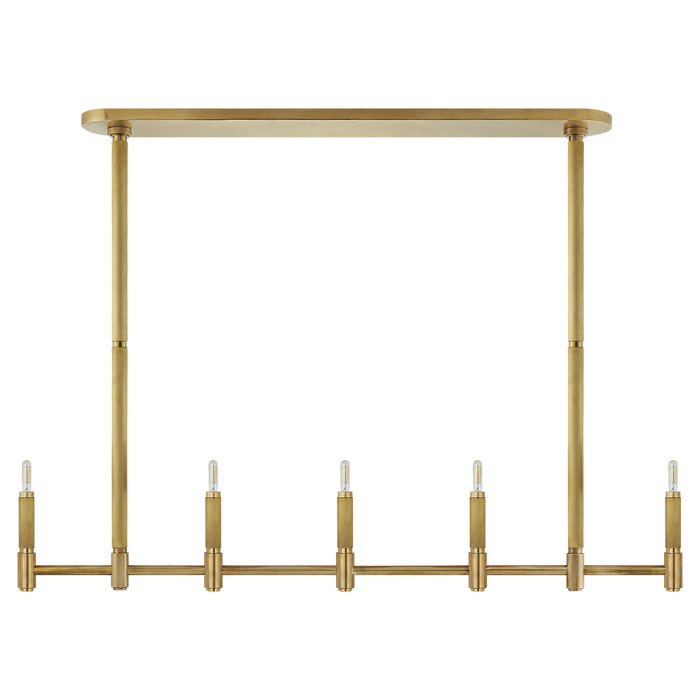 Barrett Large Knurled Linear Chandelier - Natural Brass Finish