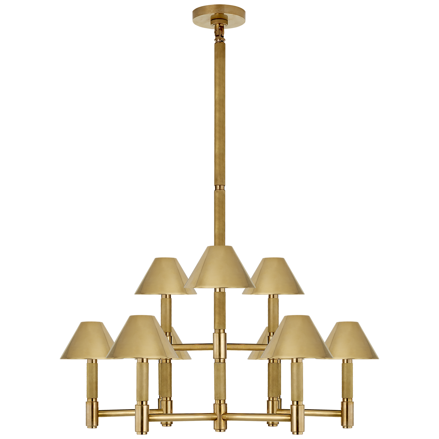 Barrett Medium Knurled Chandelier - Brass Finish