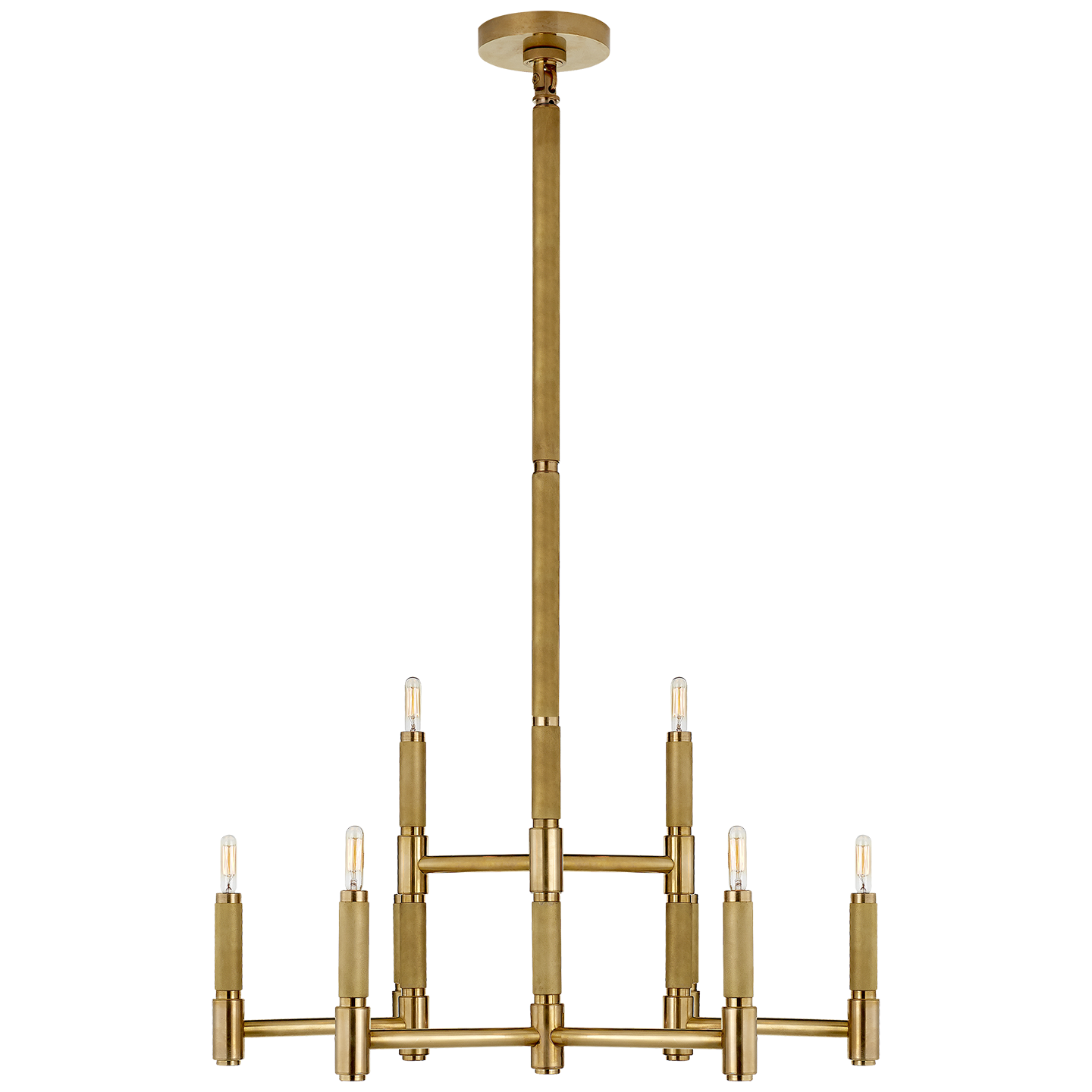 Barrett Medium Knurled Chandelier - Brass  Finish with No Shade