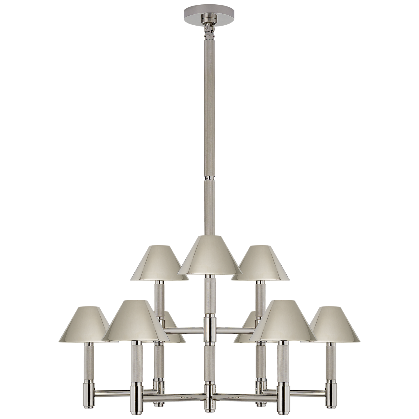 Barrett Medium Knurled Chandelier - Polished Nickel Finish