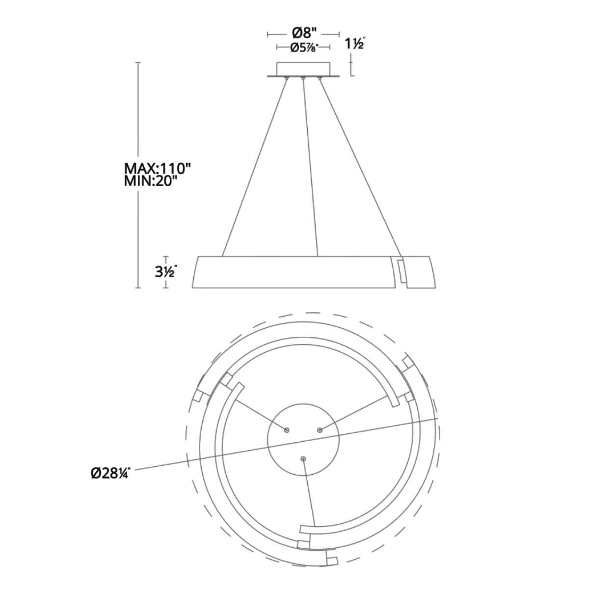 Battlestar LED Chandelier - Diagram