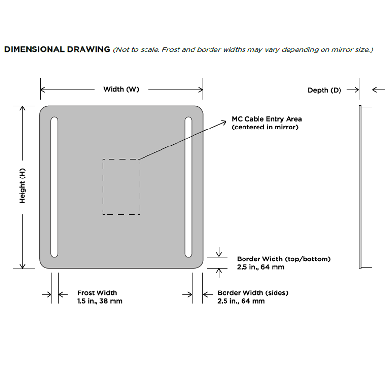 Bela Radius LED Lighted Mirror Diagram