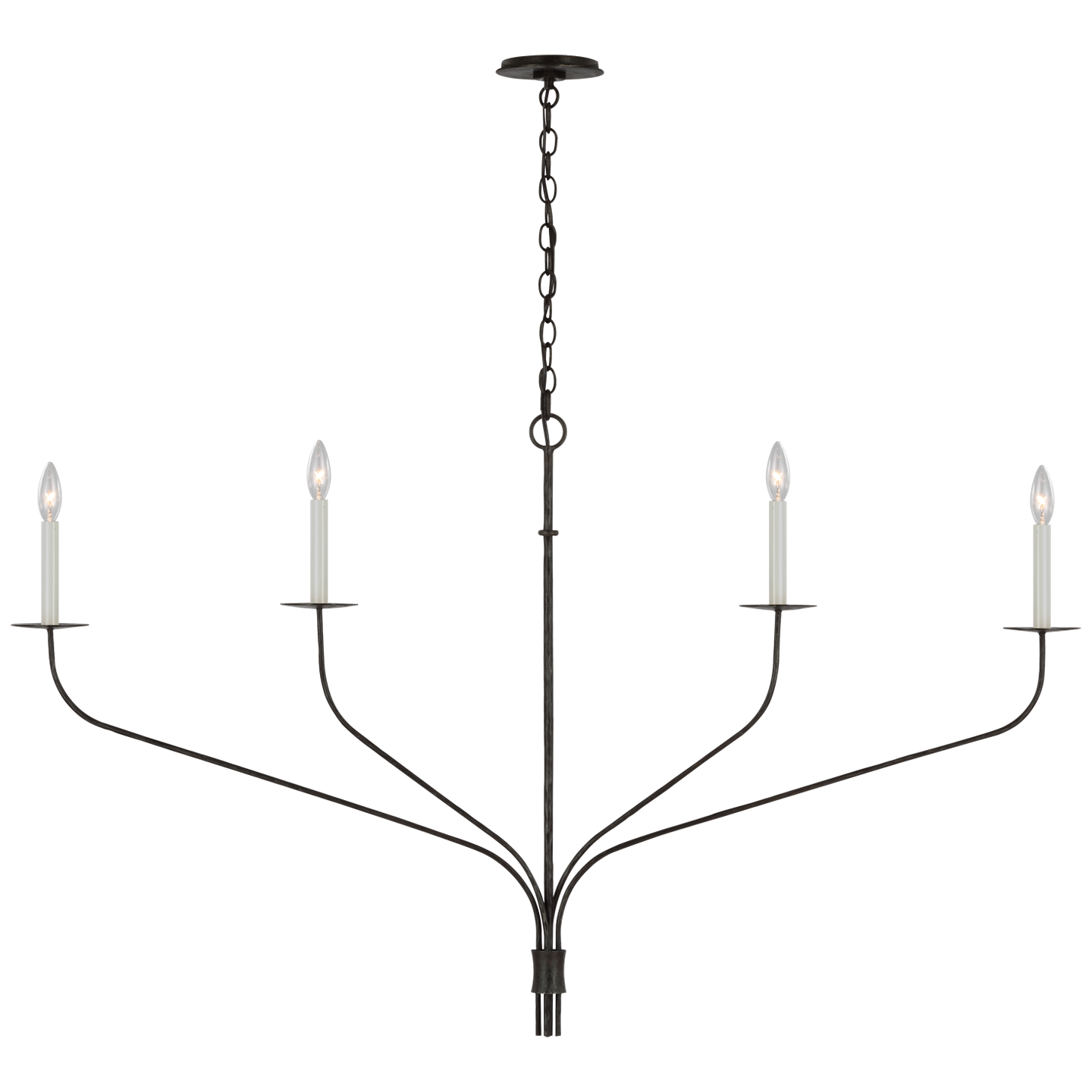 Belfair Grande Four Light Linear Chandelier - Aged Iron Finish