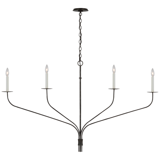 Belfair Grande Four Light Linear Chandelier - Aged Iron Finish