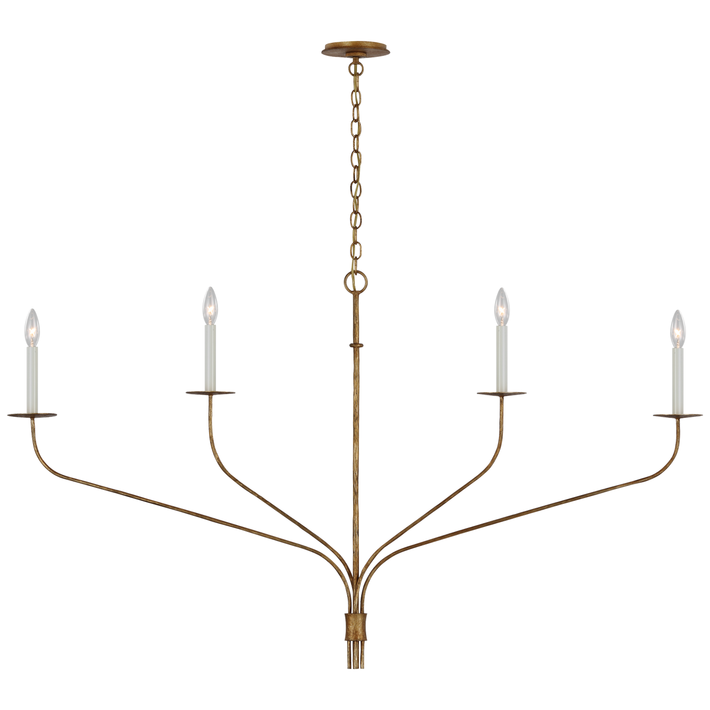 Belfair Grande Four Light Linear Chandelier - Gilded Iron Finish