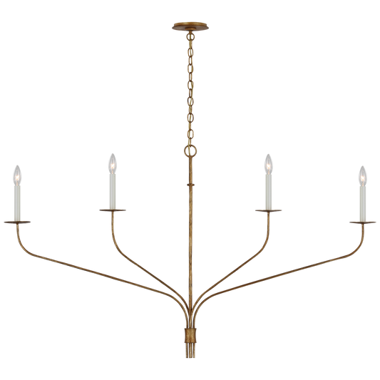 Belfair Grande Four Light Linear Chandelier - Gilded Iron Finish