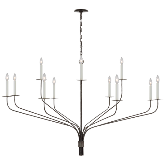 Belfair Grande Two-Tier Chandelier - Aged Iron Finish