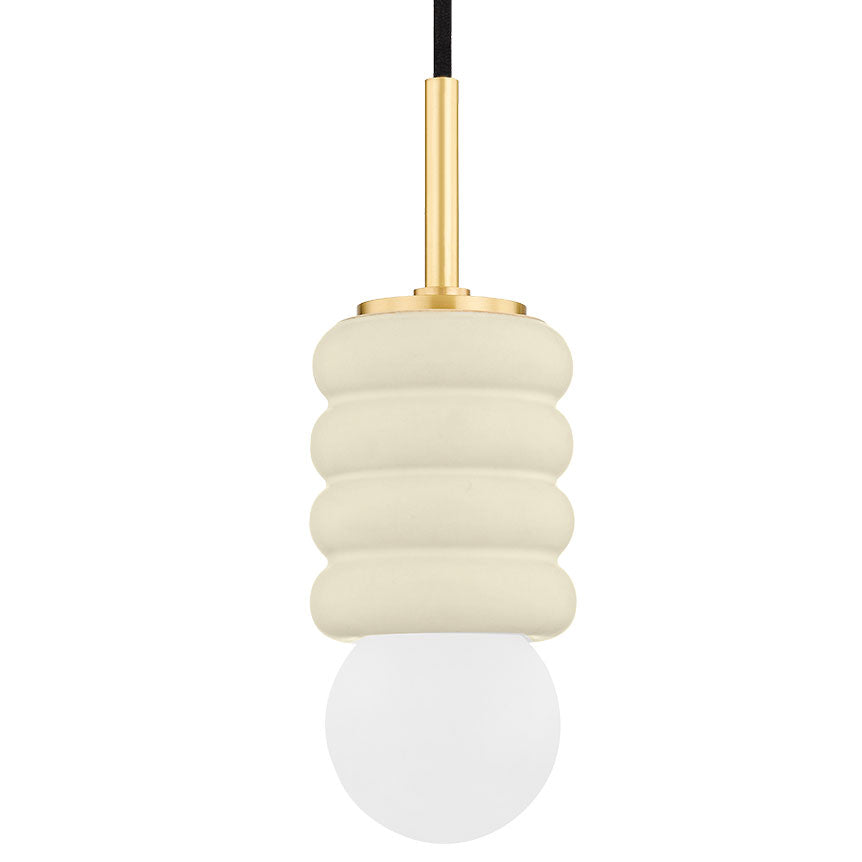 Bibi Mini Pendant - Aged Brass/Ceramic Antique Ivory Finish