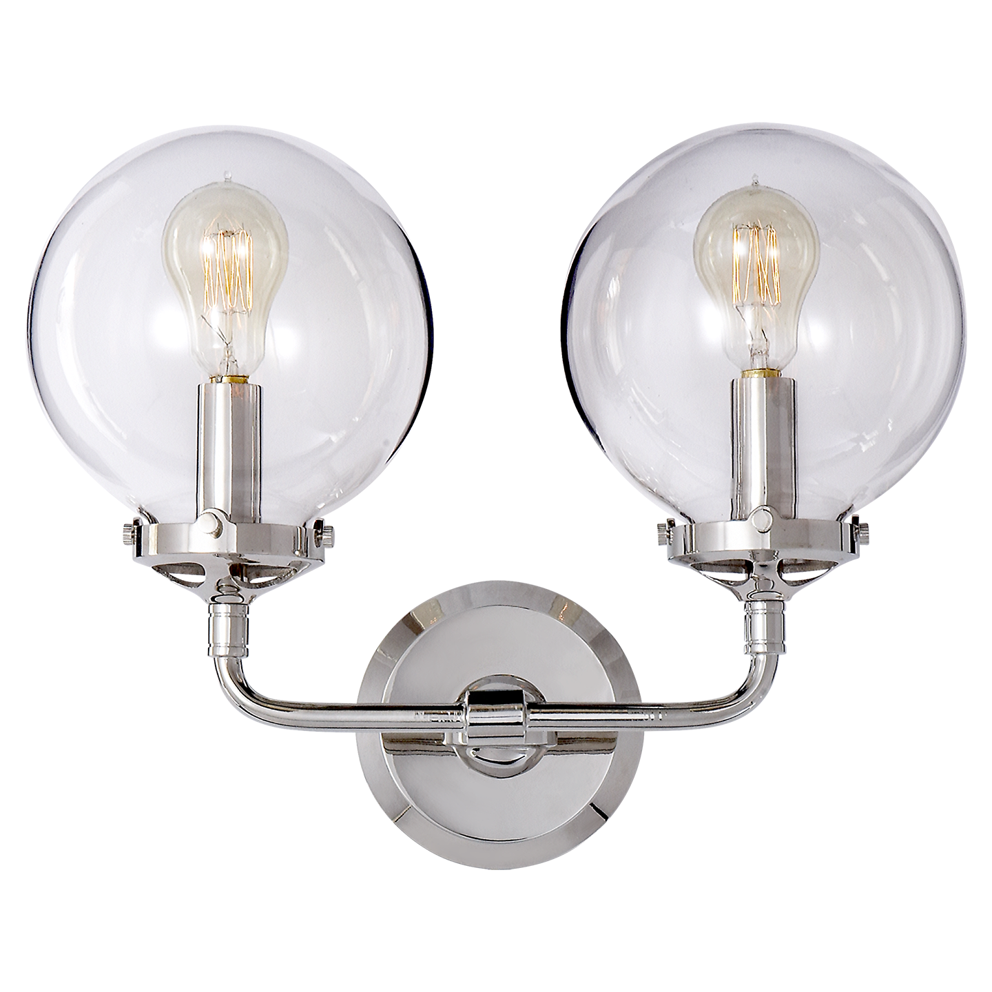 Bistro Double Light Curved Sconce Polished Nickel