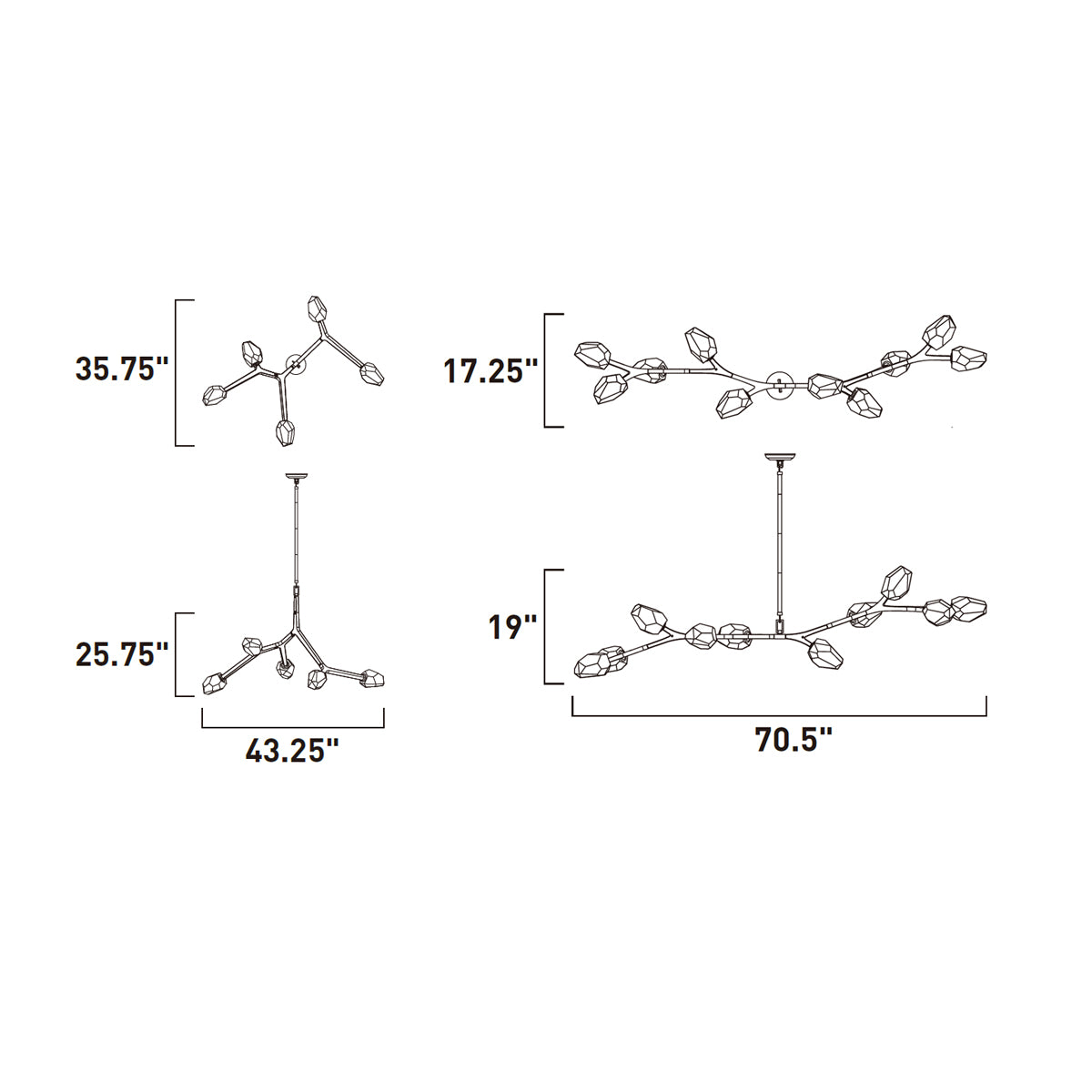 Blossom LED Linear Suspension - Diagram