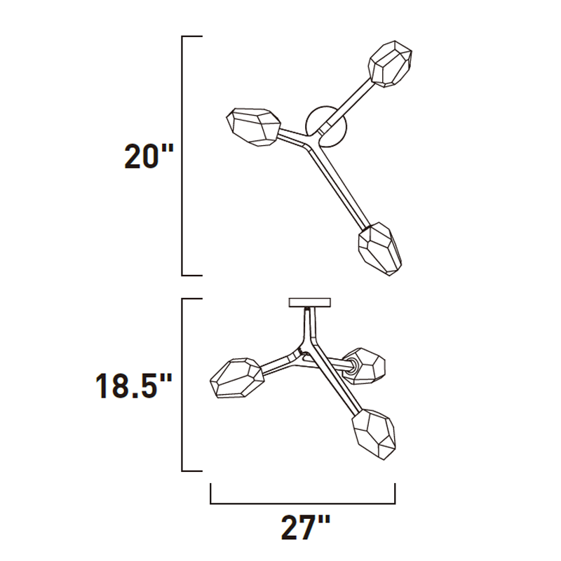 Blossom Semi-Flushmount - Diagram