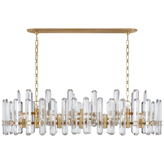Bonnington Large Linear Chandelier - Hand Rubbed Antique Brass Finish