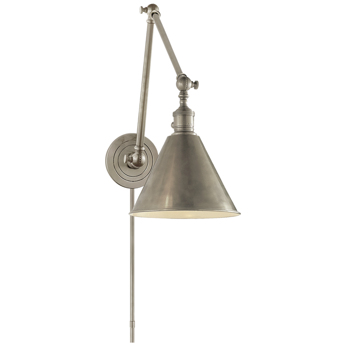 Boston Functional Double Arm Library Light - Antique Nickel