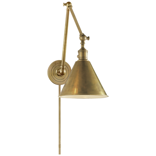 Boston Functional Double Arm Library Light - Hand-Rubbed Antique Brass
