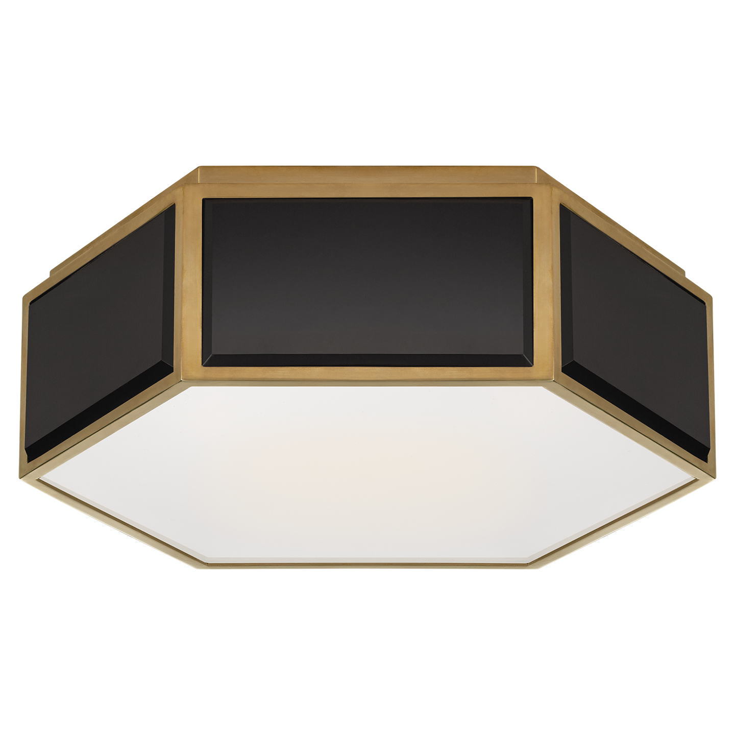 Bradford Small Hexagonal Flush Mount - Soft Brass/Black