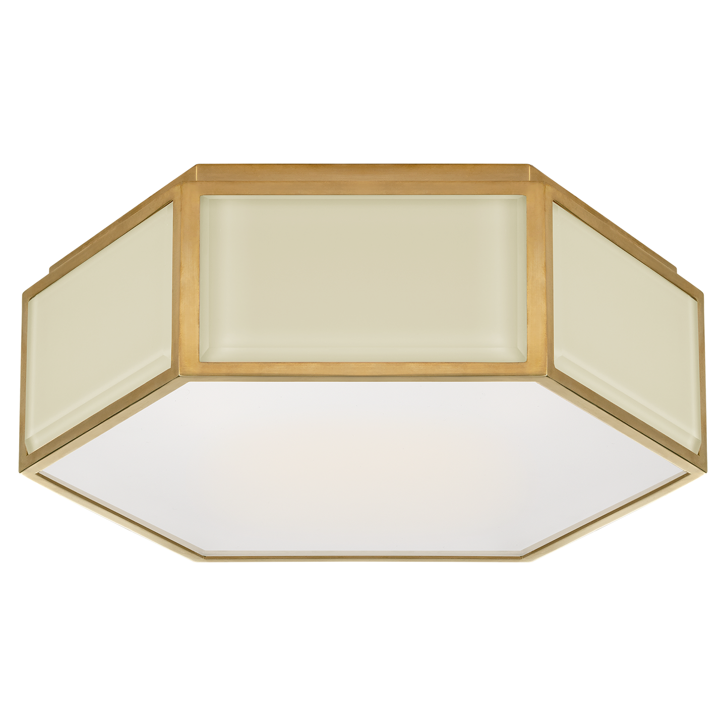 Bradford Small Hexagonal Flush Mount - Soft Brass/Cream