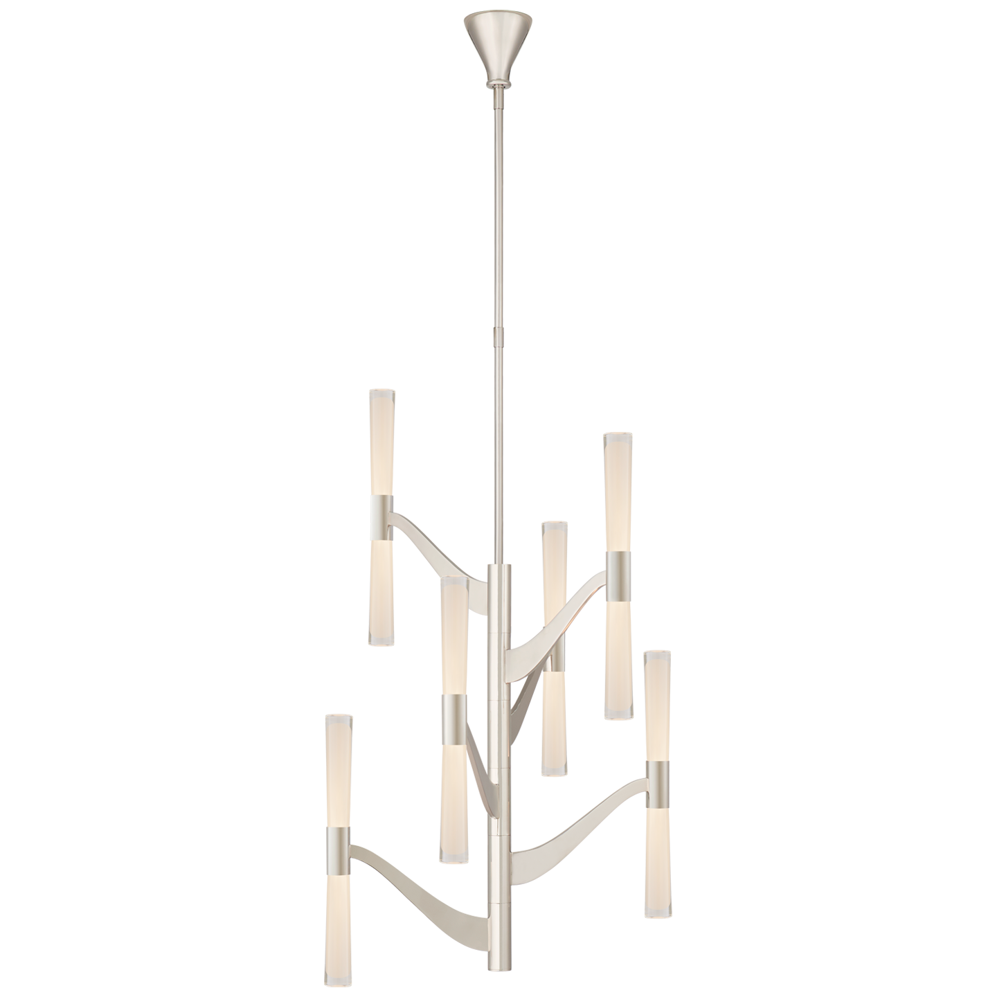 Brenta Medium Tall Chandelier - Polished Nickel Finish