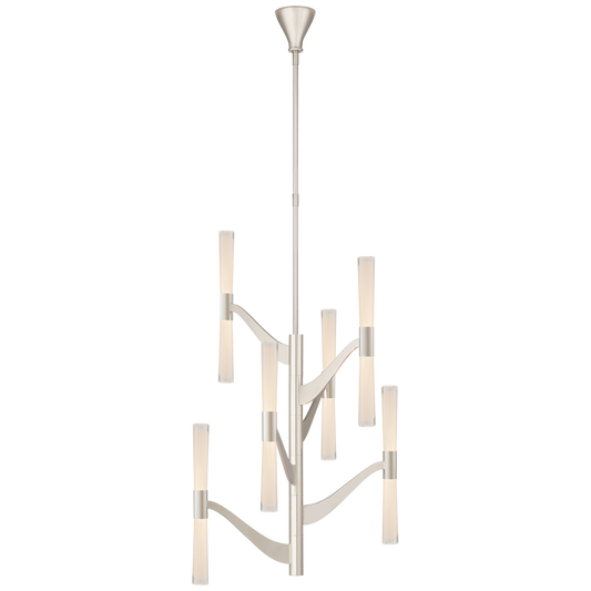 Brenta Medium Tall Chandelier - Polished Nickel Finish