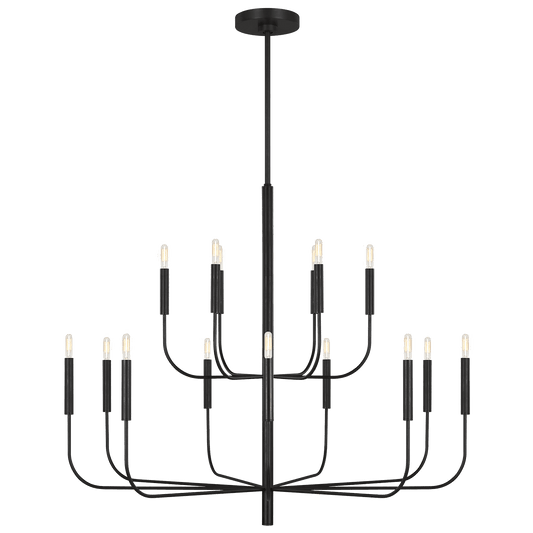 Brianna Large Two-Tier Chandelier - Aged Iron Finish